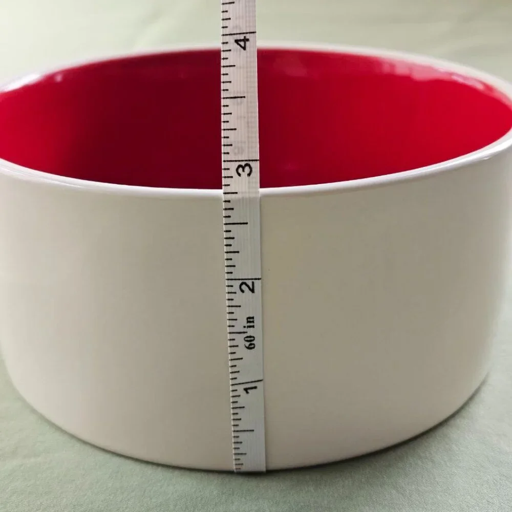 6" Rae Dunn Chow Down Pet Bowl Dish‎ White/Cream & Red Color Medium Size - Picture 7 of 9